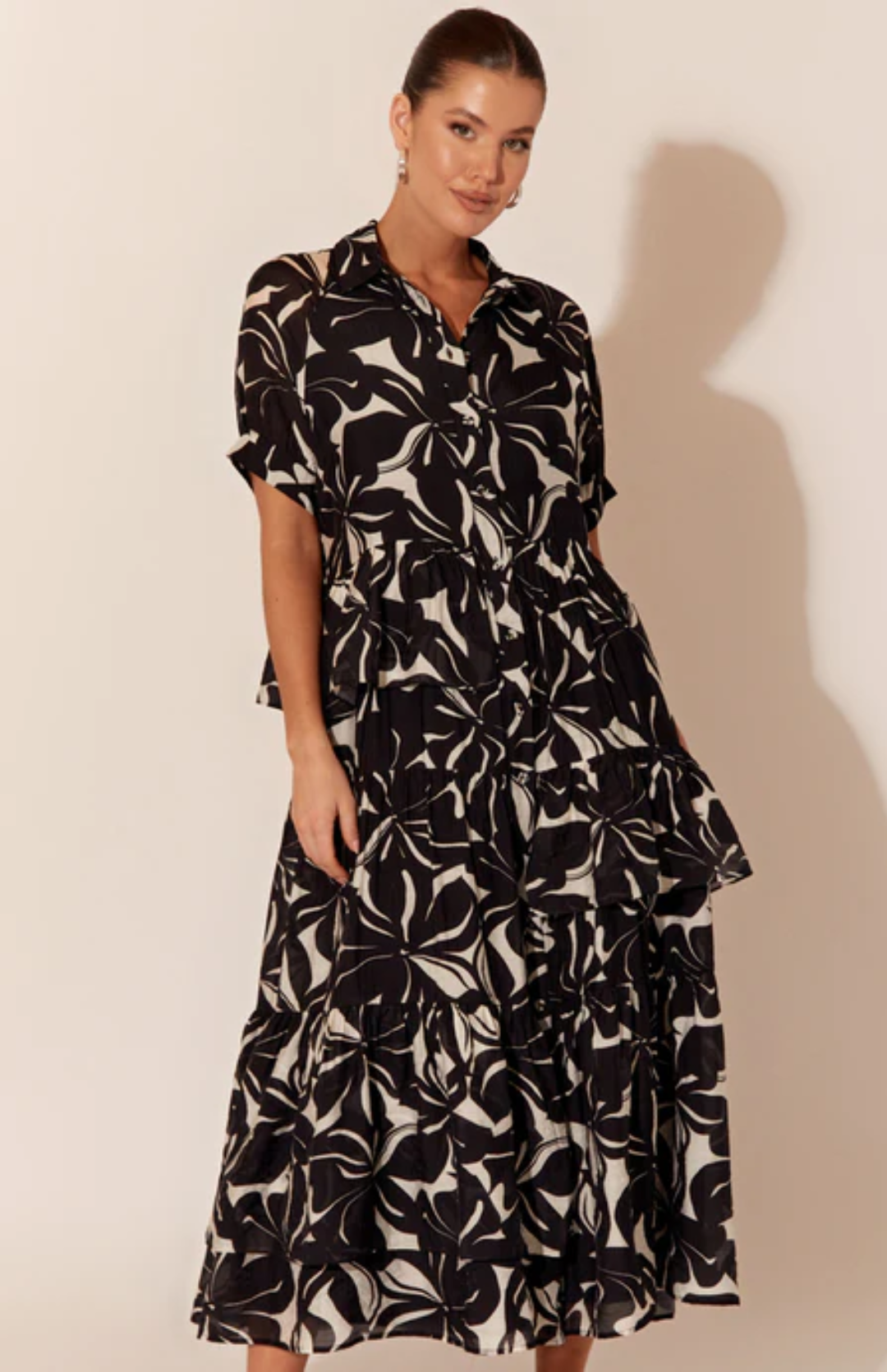 Huxley Short Sleeve Print Dress | Pearls & Roses